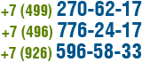 +7 (499) 270-62-17, +7 (496) 776-24-17, +7 (926) 596-58-33